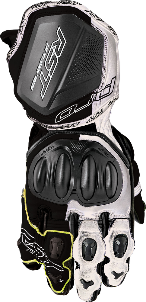 RST Pro Series GP D3O Black White Leather Gloves - Speed Addicts