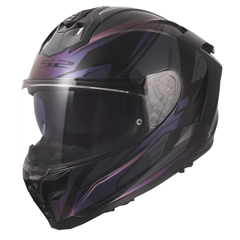 LS2 Challenger II Savage Chameleon Black Purple Green Helmet