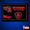 STYLE 6 SCANIA QUEEN OF THE ROAD MULTIPLE COLOUR LED PLEXI BOARD WITH GLOSS BLACK FRAME