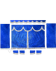 Custom Universal Side curtain ALCANTARA set new blue with 8cm white fringes & Pelmet