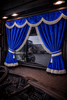 Custom Universal Side curtain ALCANTARA set new blue with 8cm white fringes & Pelmet