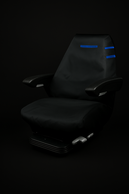 Heavy-Duty Nylon Machinery Seat Cover with Blue Detailing