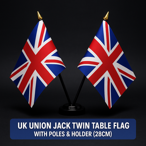 UK Union Jack Twin Table Flag 28cm – With Poles & Holder Newry Co. Down | Truck & Van Flag UK & Ireland UK Union Jack Twin Table Flag 28cm – With Poles & Holder Newry Co. Down | Truck & Van Flag UK & Ireland