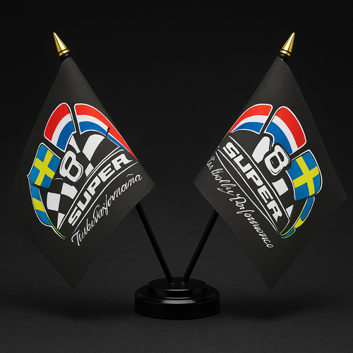 Super V8 Twin Table Flag – With Poles & Holder (28cm) Super V8 Twin Table Flag – With Poles & Holder (28cm)