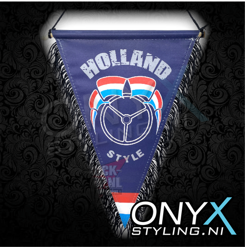 Holland Style Pennant – Dutch Truck Banner 23x29cm with Black Fringes Holland Style Pennant – Dutch Truck Banner 23x29cm with Black Fringes