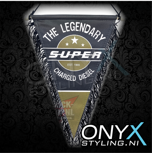 Legendary Diesel Pennant – Supercharged Retro Truck Banner 23x29cm Legendary Diesel Pennant – Supercharged Retro Truck Banner 23x29cm