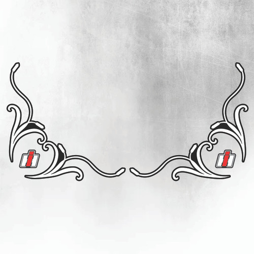 CASE IH SIDE WINDOW SWIRLS - PAIR SILVER & BLACK - NEW STYLE