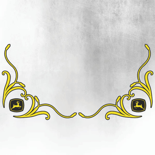 John Deere Black & Yellow New Style SIDE WINDOW SWIRLS - PAIR Yellow & Black - NEW STYLE