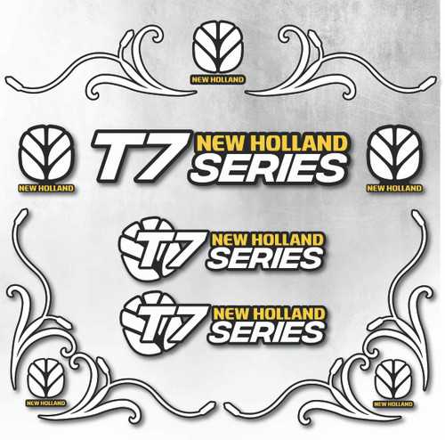 New Holland T7 Series White & Black New Style Decal