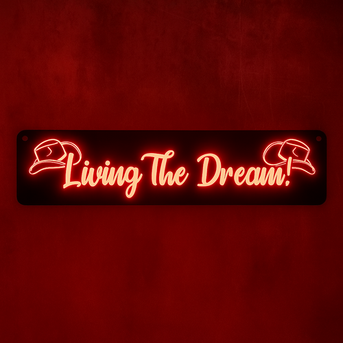 Living The Dream Double Cowboy Hats RGB Window Light Board Living The Dream Double Cowboy Hats RGB Window Light Board