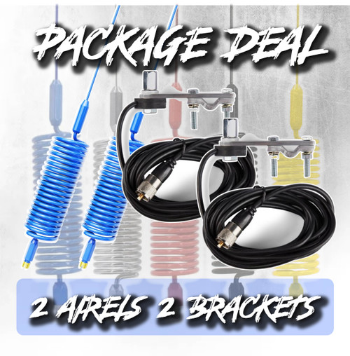 TWIN 2ft CB Antenna Spring Ariel Offer - With Cable Brackets TWIN 2ft CB Antenna Spring Ariel Offer - With Cable Brackets