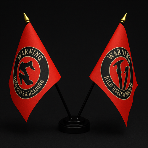 Red Light District Twin Table Flag – With Poles & Holder (28cm) Red Light District Twin Table Flag – With Poles & Holder (28cm)