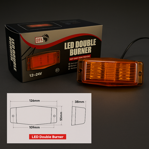DTS LED Double Burner Amber 12–24V Light DTS LED Double Burner Amber 12–24V Light