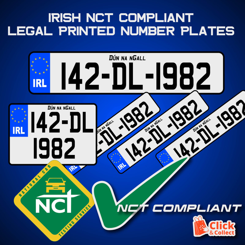 Irish Legal NCT Printed Number Plates