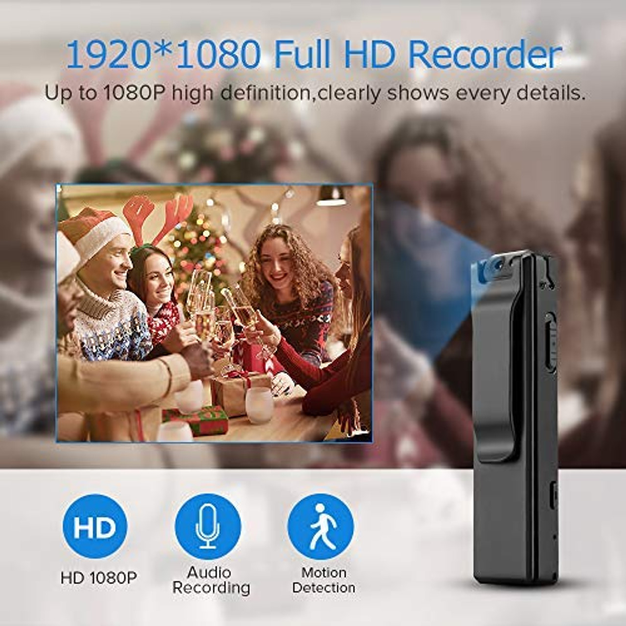 Full HD 1080P Wearable Pocket Camcorder with Motion Detection,Tiny Security Surveillance Nanny Camera for Home and Office Mini Body Camera 32G TF Card Included 