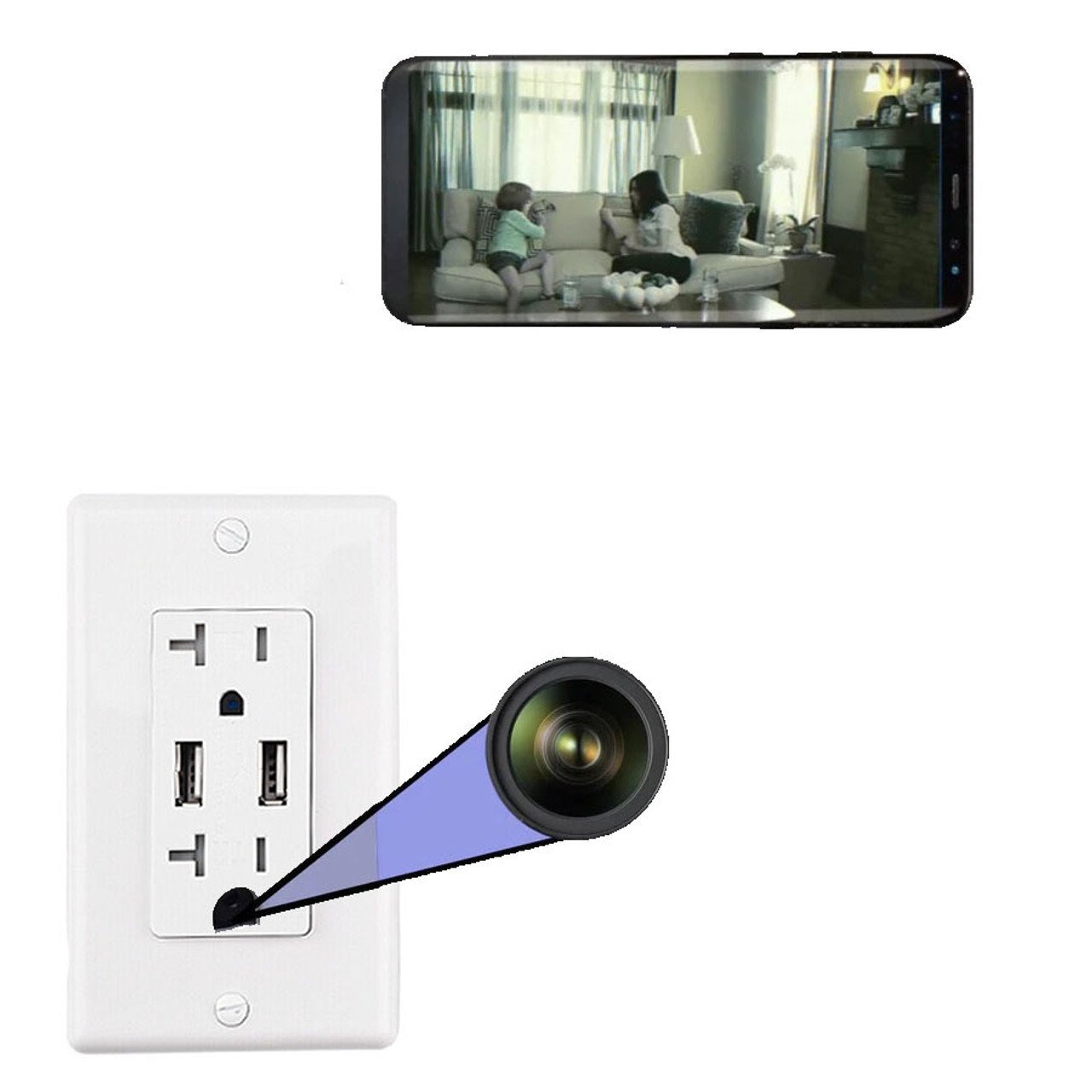 Wall Plug Power Outlet 4K Hidden Camera w/ DVR & WiFi Remote View 