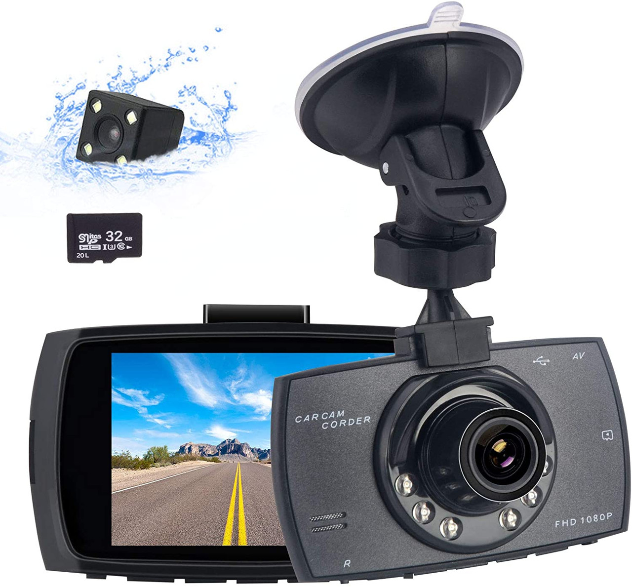 Dual Dash Cam GPS Front and Rear 1080P Mini Dash Camera Camera Car Camera  G-Sensor, WDR, Loop Recording, Motion Detection, Parking Monitor 
