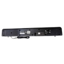 Csc Electronics 4K UHD Sound Bar WiFi Surveillance Camera, rear view of the black soundbar with various labels and a power cord