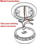 Csc electronics Hard Wired Duel Camera Dummy Smoke Detector Nanny Security Camera Dvr with Wireless Streaming Video for iPhone, Tablet and More, showing internal wiring and connection setup for security and surveillance.