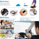 Gio Enterprises Fast Wireless Charger Surveillance Camera With Night Vision, showing multi-user and multi-view security camera setup with live video on mobile devices under low light conditions.