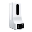 Kjb Security Touchless Thermometer with Hand Sanitizer Station, contactless temperature scanner with digital display showing 36.7°C.