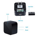 Gio Enterprises USB AC Adapter Phone Charger Security Camera - Video Only, black compact device with lens, USB port, card slot, light, and reset button.