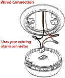 Csc Electronics Hard Wired Duel Camera Dummy Smoke Detector WiFi Surveillance Camera With Night Vision, diagram showing wiring connections using existing alarm connector.