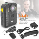 Custom Wifi Police Security Video Body Camera - HD 2304x1296p 36MP Rechargeable Wireless Waterproof Wearable Law Enforcement Surveillance Cam, Audio Video Recording, Night Vision, Motion Detector, with remote control, USB wall adapter, charging cable, mounting clips, and key fob