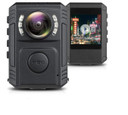 Custom Wifi WiFi-Mini Body Camera Waterproof Night Vision, Body Camera with Audio Recording Wearable, HD Police Body Camera, Police Body Camera for Law Enforcement, Body Cam, Built in 128GB SD Card, black compact wearable camera with wide lens and digital display.