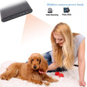 Gio Enteprises Power Bank Security Camera, HD 1080P Mini Video Recorder Baby Monitor with Night Vision in Black, showing a woman and her dog with a digital camera projecting infrared light