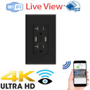4K UHD Black  Outlet WiFi Security  Camera With Wireless Streaming Video For Pc, Tablet & More (120V Hard Wired)