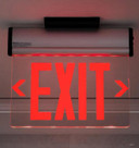 Csc Electronics 4K UHD Contemporary Exit Sign WIFi Security Camera + Dvr with Wireless Streaming Video, illuminated red emergency exit sign with camera and DVR system.