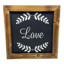 Xtreme Life 4K Wood Frame Hidden Security Camera, stylish wooden framed security camera with a black background and the word Love written in white, decorative white leaf design on the border, up to 90 days standby battery life.