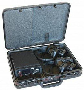 Kjb Security Druid Noise Generator, open carrying case with noise generator device and headphones inside.