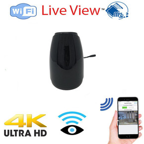 Csc Electronics UHD 4k WiFi Essential Mist Air Freshener Security/Surveillance Camera with Live View, black compact design, WiFi connectivity, remote viewing on smartphone, 4K Ultra HD, surveillance camera with live feed feature.