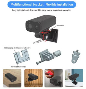 1080p HD Indoor / Outdoor Magnetic 30 Hr Battery Powered Wireless Security Camera, with flexible mounting bracket, 360-degree rotation, 180-degree rotation, and strong double-sided adhesive for easy installation.