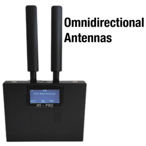 Kjb Security M1-Pro Near Field Receiver Detection Kit, featuring a black device with dual omnidirectional antennas and a digital display for security detection.