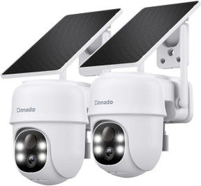 2K Cameras for Home Security, Wireless Solar/Battery Powered Outdoor Cameras with 360° View, AI Human Detection, Color Night Vision, SD Storage, Compatible with Alexa, 2 Pack.
