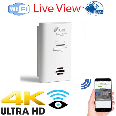 4K UHD Co2 Detector WiFi Nanny Security Camera W/ Live View WiFi + Dvr and Streaming Video for PC, Tablet & more