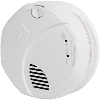 Csc electronics Hard Wired Dummy Smoke Smoke Detector -4k UHD Wireless Security Camera with Remotely Monitoring, picture of a white, hard-wired dummy smoke detector with a test button and vent openings.