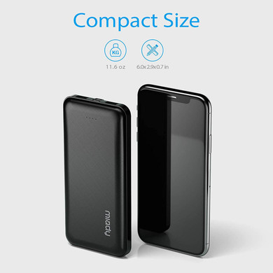 Gio Enterprises 15000mAh Portable Charger, Power Bank with two 5V/2A USB output ports and USB C fast input, compact size extending the battery life of small cameras to 24-36 hours.