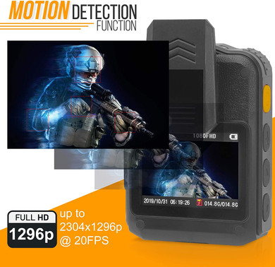 Police Security Video Body Camera - HD 2304x1296p 36MP Rechargeable Wireless Waterproof Wearable Law Enforcement Surveillance Cam, Audio Video Recording, Night Vision, Motion Detector