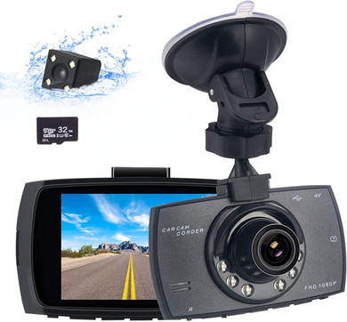 Custom WiFi Dual Dash Cam for Cars, front and rear with infrared night vision, 1080P FHD mini in-car camera, 170° wide angle driving recorder, G-Sensor, parking monitor, loop recording, and DVR features.