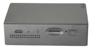 Zetta Z82-30day motion detection works thru windows - 1080p car security camera, front view showing USB port, indicator lights, and power button.