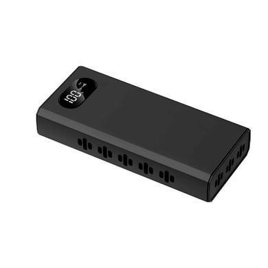 Kjb Security Power Bank Style Anti-Recorder, portable black power bank with digital display and ventilation vents on the sides.