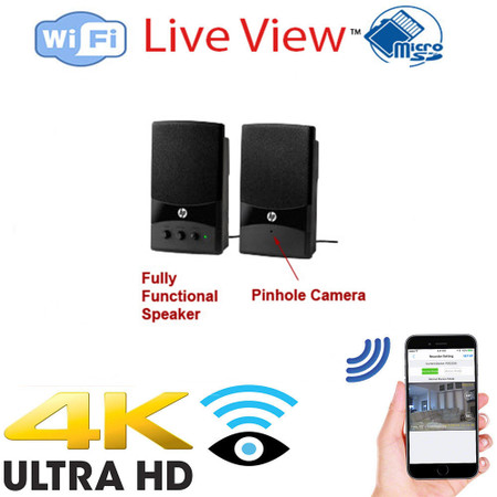 4K UHD Computer Speakers WiF Surveillance Camera DVR With Wireless Streaming Video for PC, Tablet & more