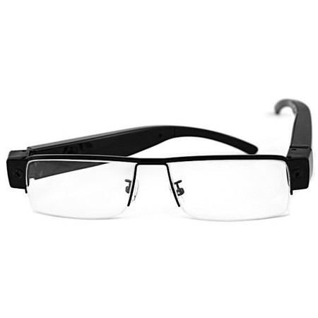 Thin Frame Eyeglasses with Built-in DVR 1920x1080, black-rimmed glasses with a built-in hidden camera for discreet recording.