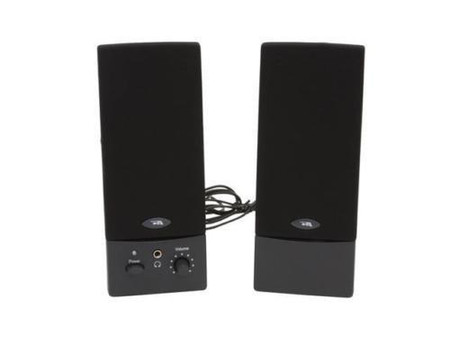 Computer Speakers Self Recording Surveillance Camera W/ 720p Hd Video, black desktop speakers with control panel and cables.