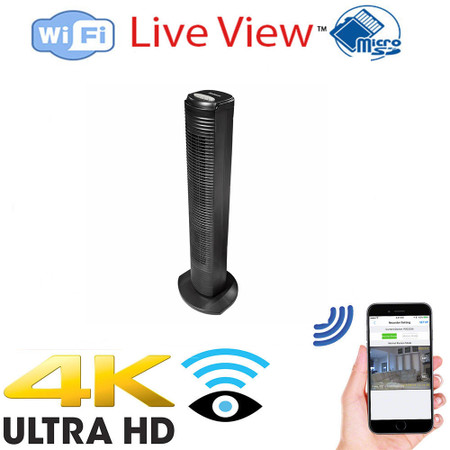 4K UHD Tower Fan WiFi Surveillance Camera W/ 1080P Hd Video And Wireless Streaming Video for PC, Tablet &