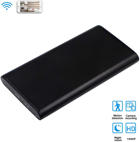 WiFi Hidden Camera Power Bank 10000mAh, 10 Feet Night Vision Distance,HD 1080P Nanny Cam Portable Charger,Remotely View Real-time Monitoring